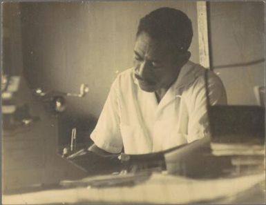 Philip Bojembo, clerk, P.H.D. [Public Health Department] Saiho, Popondetta, Papua New Guinea, 24 November 1952 / Albert Speer