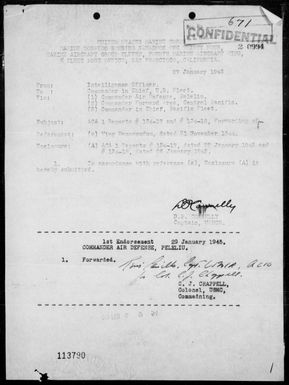 VMTB-134 - ACA reps nos 134-17 & 134-18 â Rocket strikes against targets in the Yap Area, Carolines on 1/25 & 26/45