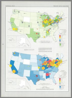 Employment : 1963 (SIC 33) / compiled from U. S. Bureau of the Census, Census of manufacturers: 1963, Washington, U. S. Govt. Print Off., 1966; and various State and national directories of manufacturers -- Value added : 1963 (SIC 33) / compiled from U. S. Bureau of the Census, Census of manufacturers: 1963, Washington, U. S. Govt. Print Off., 1966.