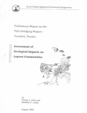 Final report on the Pilot Dredging Project - Funafuti, Tuvalu : assessment of ecological impacts on lagoon communities