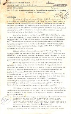 A critical analysis of Margaret Mead's contribution to the study of culture and personality