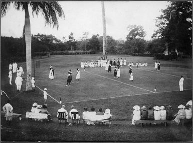 Basketball game at a garden party at the Governor's residence, Vailima