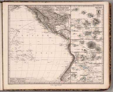 Stieler's Hand-Atlas ... No. 77. Polynesien und Der Grosse Ocean (Ostliches Blatt). (insets) Various Pacific Islands.