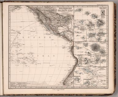 Stieler's Hand-Atlas ... No. 77. Polynesien und Der Grosse Ocean (Ostliches Blatt). (insets) Various Pacific Islands.