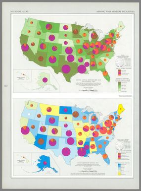 Mining capital expenditures and employment : 1963 / compiled from U. S. Bureau of the Census, Census of mineral industries: 1963, MIC63(2)-1 to 49, Washington, U. S. Govt. Print Off., 1967, table 2A, and U. S. Bureau of Mines, Minerals yearbook: 1964, v. III, U. S. Govt. Print Off., table 1, p. 51 -- Value added by mining : 1963 / compiled from U. S. Bureau of the Census, Census of mineral industries: 1963, MIC63(2)-1 to 49, Washington, U. S. Govt. Print Off., 1967, tables 2A and 3.