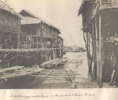 Water lane in a native village, Port Moresby, Papua New Guinea.