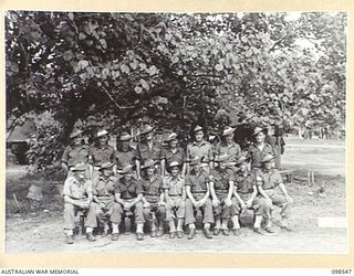 TOROKINA, BOUGAINVILLE. 1945-10-29. 31. MEMBERS OF NO. 18 PLATOON, 15 INFANTRY BATTALION. (FOR IDENTIFICATION OF 17 NAMED PERSONNEL REFER TO PROVISIONAL CAPTION OR NAME INDEX.)