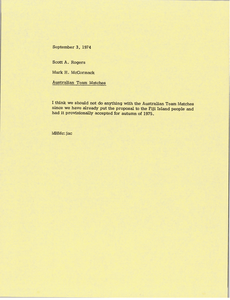 Memorandum from Mark H. McCormack to Scott A. Rogers