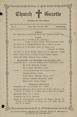 Church Gazette, Polynesia: January 1925