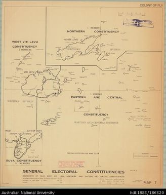 Fiji, General Electoral Constituencies, Administration, Sheet 7, 1966, 1:1 500 000