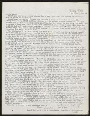 [Letter from David Aiken to Jack Leaming, December 1988]