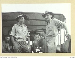 KIEP, NEW BRITAIN. 1945-02-21. NX34955 MAJOR L.J. CAINS, HEADQUARTERS, 5TH DIVISION (1) AND VX111037 CAPTAIN B.R. CHANDLER, 6TH INFANTRY BRIGADE