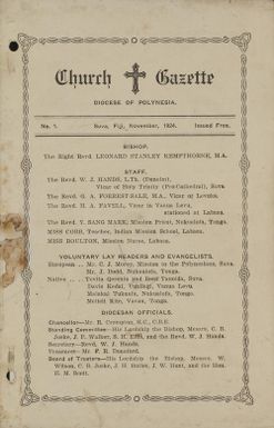 Church Gazette, Polynesia: November 1924