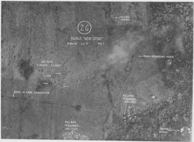 [Aerial photographs relating to the Japanese occupation of Buna-Gona region, Papua New Guinea, 1942-1943] [Allied air raids]. (48)