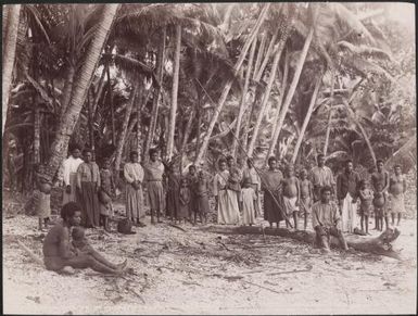 Villagers on a beach at Marata, Ulawa, Solomon Islands, 1906 / J.W. Beattie
