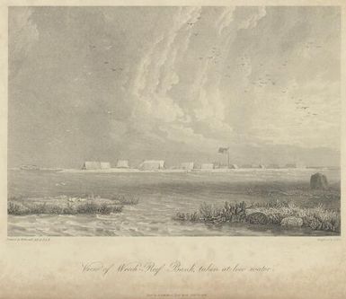 View of Wreck-Reef Bank, taken at low water / painted by W. Westall; engraved by I. Pye