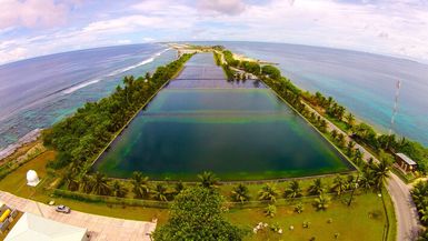 The freshwater reservoir in the capital of the Marshall Islands, Majuro, as seen from above. Photo Credit: Majuro Water and Sewer Company via Huffington Post