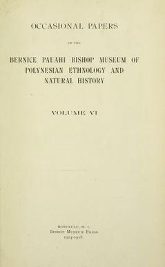 Occasional Papers of the Bernice Pauahi Bishop Museum of Polynesian Ethnology and Natural History