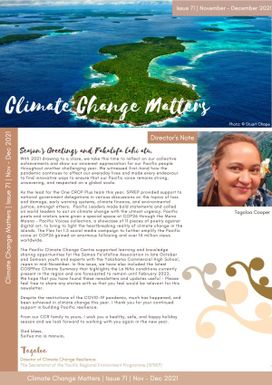 Climate Change Matters. Issue 71, November - December 2021