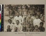 Portrait of South Sea teacher and wife with mission children, Kalaigolo, Papua New Guinea, ca. 1908-1910