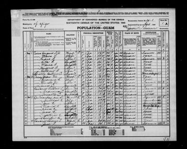 1940 Census Population Schedules - Guam - Yigo County - ED 14-1