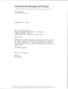 Letter from Mark H. McCormack to Patrick Smorra
