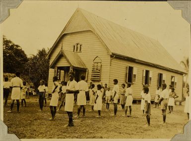 Pupils at the Methodist Mission school at Nausori, Fiji, 1928