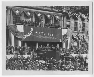 [Fleet Admiral Chester W. Nimitz at a Podium During Welcome Home Parade]