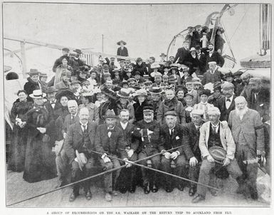 A group of excursionists on the S S Waikare on the return trip to Auckland from Fiji