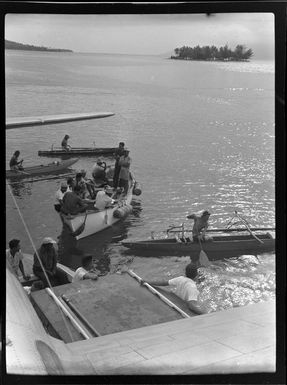 Welcoming reception for TEAL (Tasman Empire Airways Limited) passengers, Papeete, Tahiti