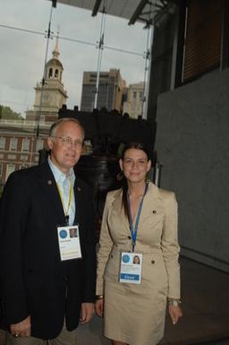 [Assignment: 48-DPA-07-13-08_SOI_K_Philly_Rec] Reception at Independence National Historical Park for attendees at the National Governors Association Centennial Meeting in Philadelphia, Pennsylvania. Secretary Dirk Kempthorne [and Independence National Historical Park Deputy Superintendent Darla Sidles delivered official remarks; and the Secretary conversed with fellow NGA attendees, among them Pennsylvanina Governor Edward Rendell, Vermont Governor James Douglas, Wyoming Governor Dave Freudenthal, Guam Governor Felix Camacho, former Tennessee Governor Don Sundquist, and former Michigan Governor John Engler.] [48-DPA-07-13-08_SOI_K_Philly_Rec_IOD_9338.JPG]