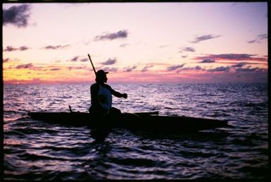 Canoe on water, Niue