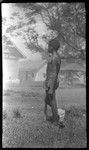 Boy with bandaged foot