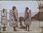 Portrait of men in ceremonial dress, Port Moresby, Papua New Guinea, ca. 1890