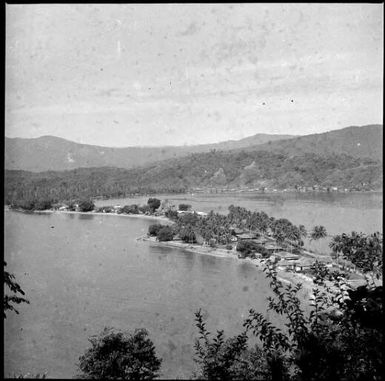 View towards mainland across isthmus, Salamaua, New Guinea, 1936, 1 / Sarah Chinnery