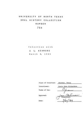 Oral History Interview with J. L. Ashmore, March 8, 1989