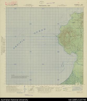 Papua New Guinea, New Britain, Riebeck Bay, Provisional map, Sheet B55/8, 1943, 1:63 360