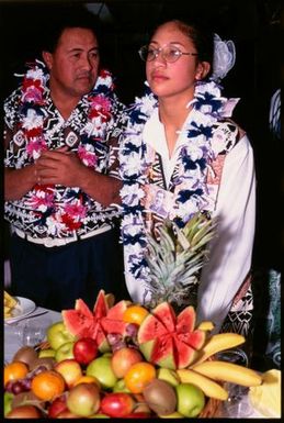 Gwenda Naepi and her father Slaven at ear-piercing ceremony, Auckland