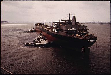 TOWING THE TANKER "CHEVRON HAWAII" TO ITS BERTH IN BALTIMORE HARBOR