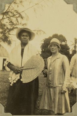 Unidentified Tongan lady with Ethel Vickery, 1928