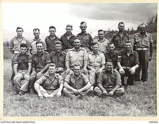 WAU, NEW GUINEA. 1945-10-17. PERSONNEL OF 5 INDEPENDENT FARM PLATOON. THE UNIT IS SITUATED IN THE WAU VALLEY NEAR THE SITE OF THE PRE- WAR WAU FARM. (FOR IDENTIFICATION OF 15 NAMED PERSONNEL REFER ..