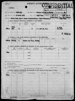 VMTB-232 - ACA rep #54 - Glide bombing & strafing targets in Yap Area, Carolines 3/8/45