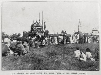 View showing mourners round the Royal vault at the burial ceremony