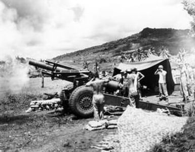 [Marines on Guam Firing a 155mm Howitzer]