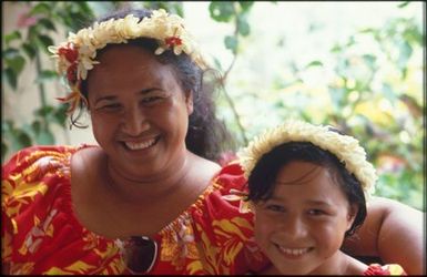 Woman and child, Rarotongan wedding