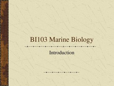 BI103 Marine Biology - Introduction