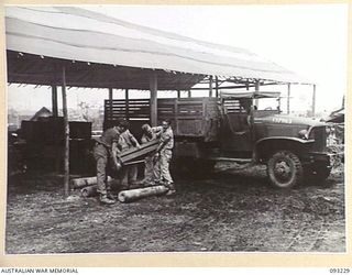 WEWAK AREA, NEW GUINEA, 1945-06-16. A GENERAL VIEW OF THE FIELD MAINTENANCE CENTRE, (ASSISTANT DIRECTOR OF ORDNANCE SERVICE DUMP), HQ 6 DIVISION