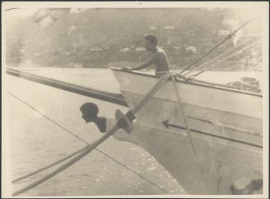 Prow of the government vessel Laurabada, Papua, ca. 1923 / Sarah Chinnery