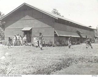 LAE BASE AREA, NEW GUINEA. 1944-12-01. THE UNIT RECREATIONAL HALL AND THEATRE ERECTED AND FITTED WITH THE NECESSARY EQUIPMENT BY PERSONNEL OF THE 22ND WORKS COMPANY IN SIX WEEKS. EQUIPMENT CONSISTS ..