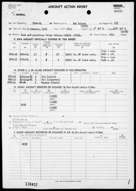 VMF-441 - ACA Reps Nos 163-164 – Air opers against the Marshall Islands, 1/1-9/45